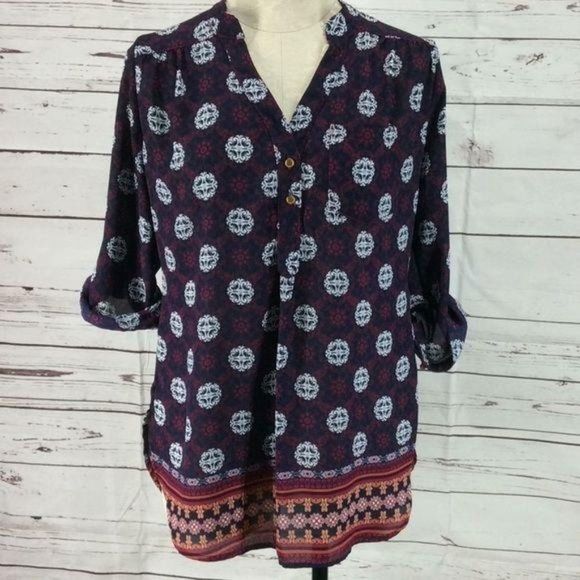 Rue 21 3/4 sleeve tunic button‎ down small shirt - Picture 1 of 8